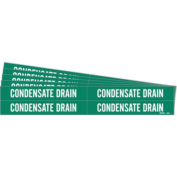 CONDENSATE DRAIN Pipe Marker Style 4 Polyester White on Green 4 per Card, 5 PK